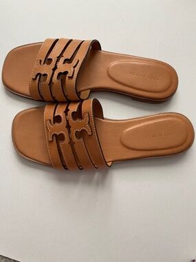 Tory Burch Ines MultiStrap Slide Sandals Camello size 6.5
